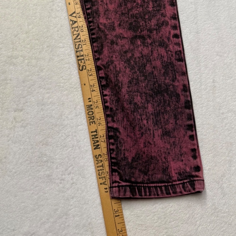 Lovesick Acid Wash Skinny Jeans Maroon Black Skull Rivet Y2K Grunge Jr Women 9 - Picture 10 of 11